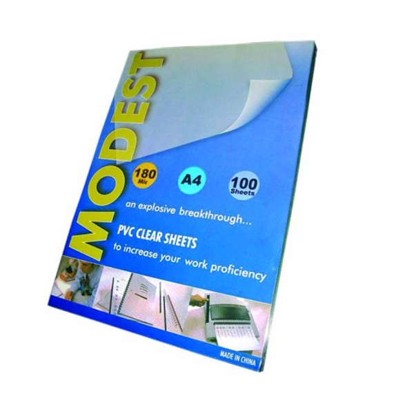 Modest Binding Sheets 180mic A4 - Clear (pkt/100pc)